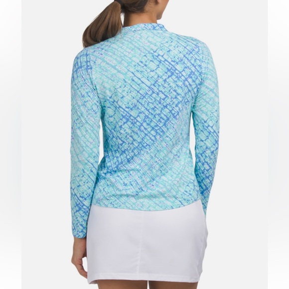 Ibkul Long Sleeve Mock 1/2 Zip Liz Jade/Lavender Print SPF 50 Sz XS - Picture 3 of 11